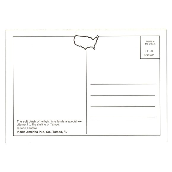 Vintage Tampa Skyline Postcard City Lights Night View John Lantero Tourism Bay - Picture 2 of 2